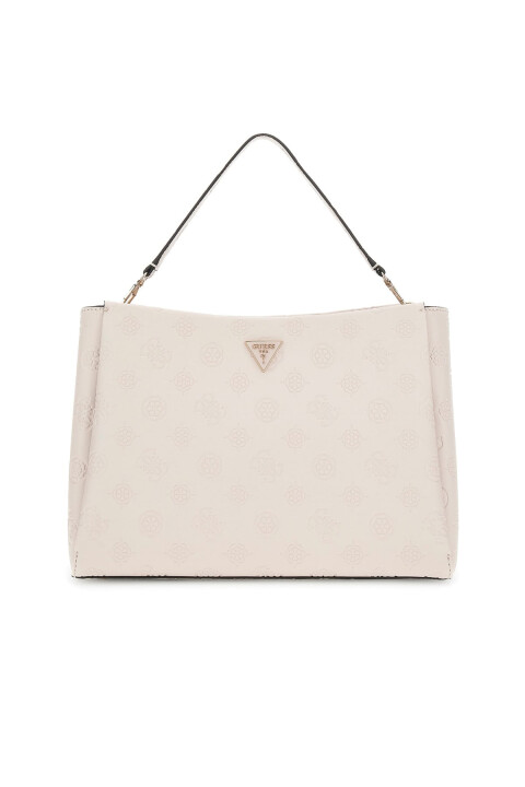 Kadın Kabartma Monogram Desenli El Çantası - Ekru 