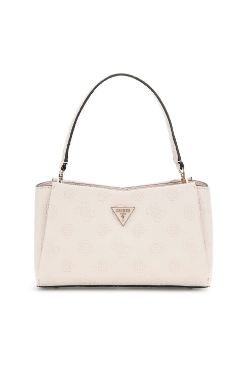 Kadın Kabartma Monogram Desenli El ve Çapraz Askılı Çanta - Ekru 