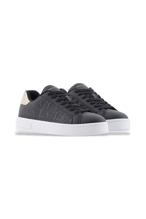 Kadın Kabartma Monogram Desenli Sneaker - Siyah 