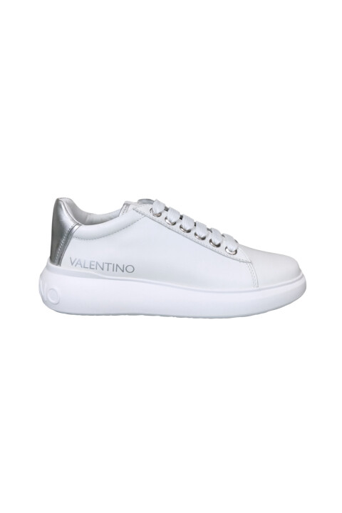 Kadın Kalın Tabanlı Deri Sneaker - Beyaz/Gümüş - Valentino