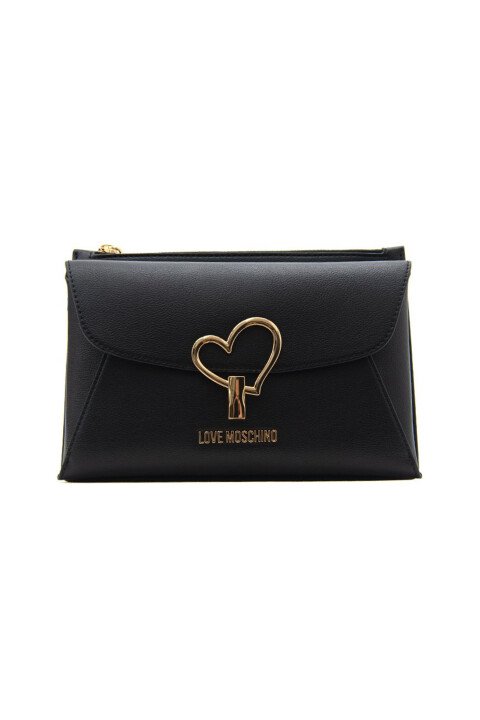 Kadın Kapaklı Omuz Çantası - Siyah - Love Moschino