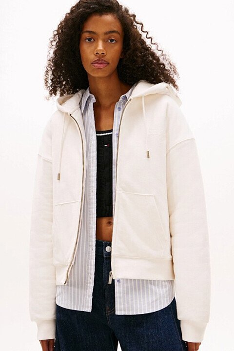 Kadın Kapitone Astarlı Boxy Sweatshirt - Ekru - Tommy Hilfiger