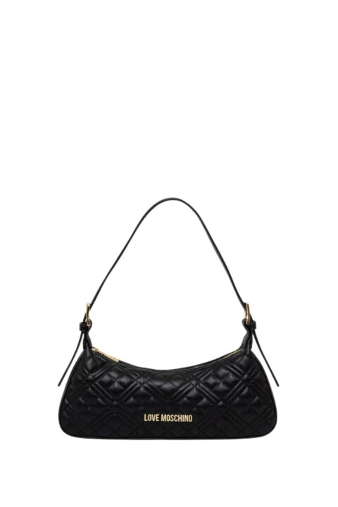 Kadın Kapitone Desenli Baget Omuz Çantası - Siyah - Love Moschino