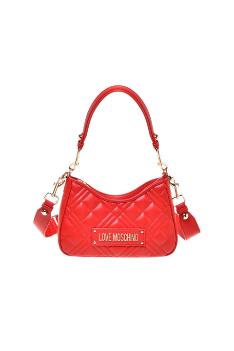 Kadın Kapitone Desenli Omuz Çantası - Kırmızı - Love Moschino