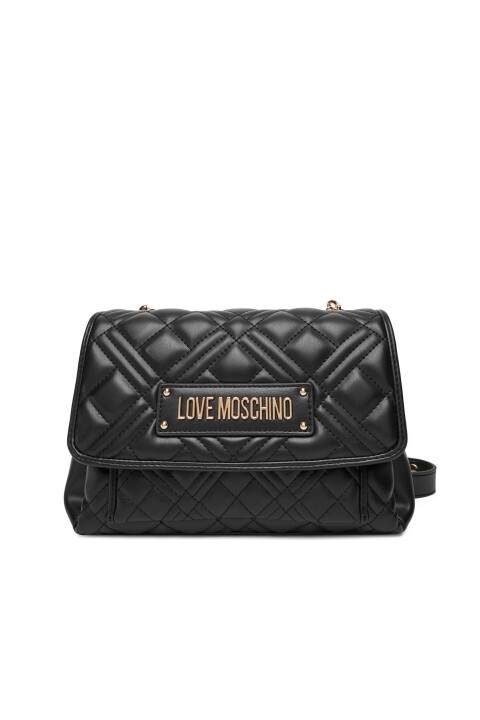 Kadın Kapitone Desenli Omuz Çantası - Siyah - Love Moschino