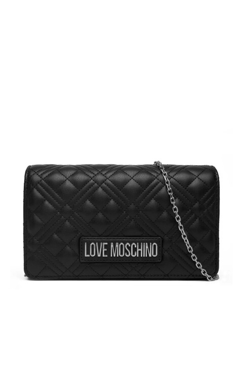 Kadın Kapitone Desenli Zincir Askılı Omuz Çantası - Siyah - Love Moschino