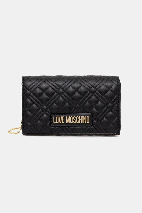 Kadın Kapitone Desenli Zincir Askılı Omuz Çantası - Siyah - Love Moschino