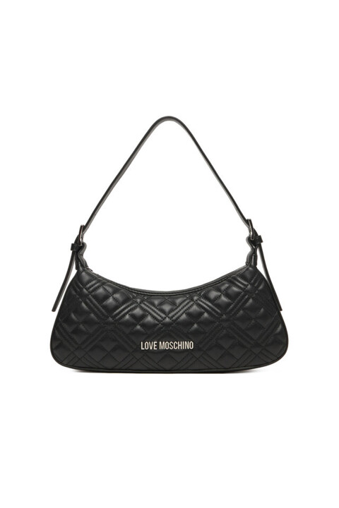 Kadın Kapitone Logo Omuz Çantası – Siyah - Love Moschino