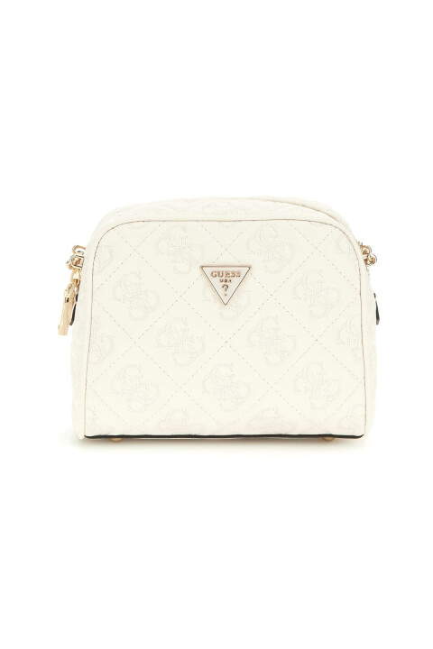 Kadın Kapitone ve Monogram Desenli Kamera Çantası - Kırık Beyaz 