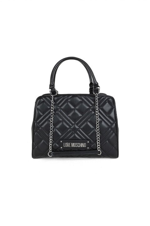 Kadın Kapitone Zincir Detaylı El ve Omuz Çantası - Siyah - Love Moschino