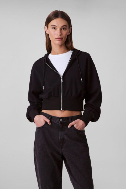 Kadın Kapüşonlu Fermuarlı Punto Milano Sweatshirt - Siyah - Calvin Klein