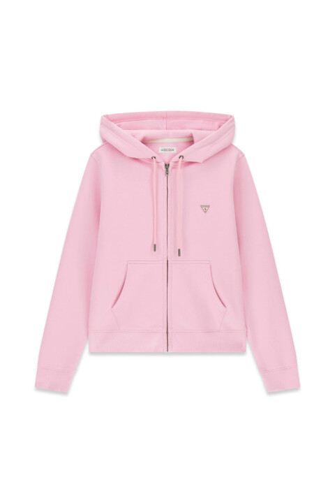 Kadın Kapüşonlu Fermuarlı Sweatshirt - Pembe 