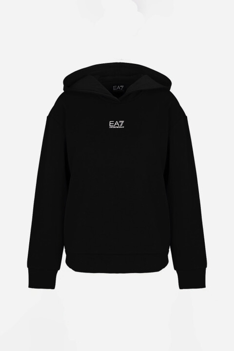 Kadın Kapüşonlu Logo Baskılı Sweatshirt - Siyah 