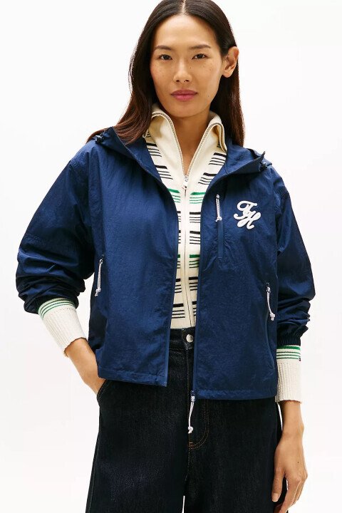 Kadın Kapüşonlu Ripstop Rüzgarlık - Lacivert - Tommy Hilfiger