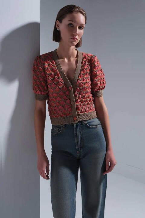 Kadın Karpuz Kollu Ajurlu Hırka - Multi - Join Us