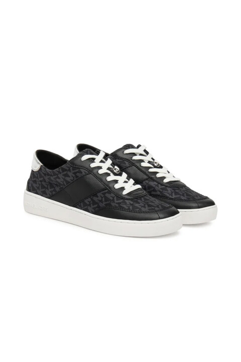 Kadın Kaycee Lace Up Monogram Desenli Sneakers - Siyah/Gümüş - Michael Kors