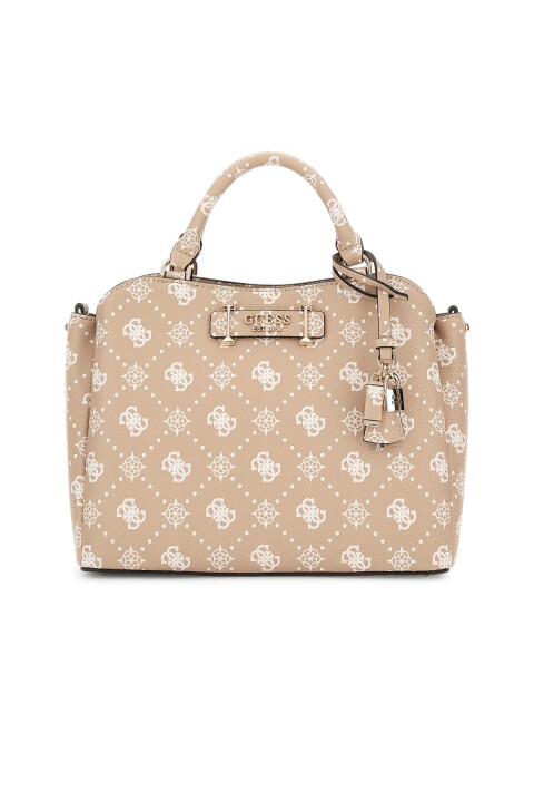 Kadın Kilit Aksesuarlı Monogram Desenli El Çantası - Bej - Guess