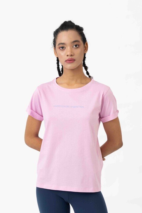Kadın Kısa Kollu T-Shirt - Pembe 