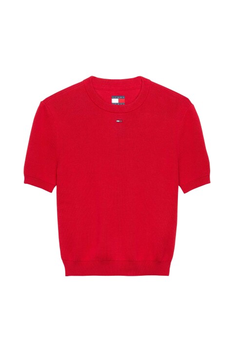 Kadın Kısa Kollu TJW Essential Triko Kazak- Kırmızı - Tommy Hilfiger