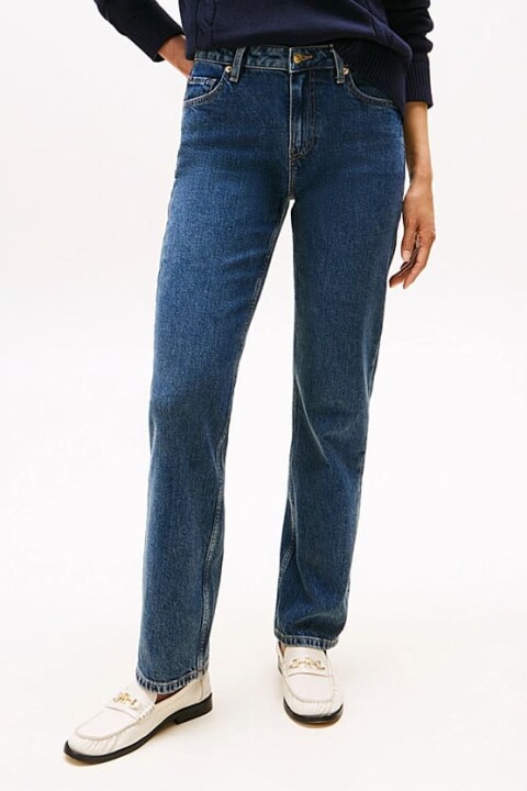 Kadın Klasik Düz Paça Jean Pantolon - Mavi 