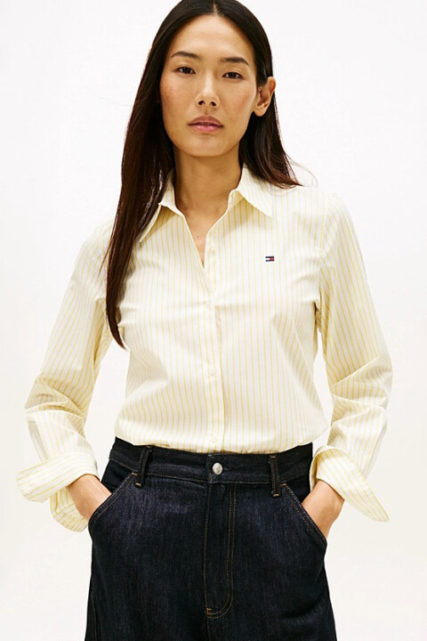 Kadın Klasik Kesim Poplin Gömlek - Sarı - Tommy Hilfiger