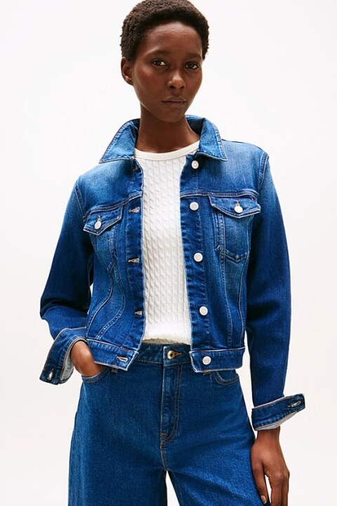 Kadın Klasik Yaka Kot Ceket - Mavi - Tommy Hilfiger