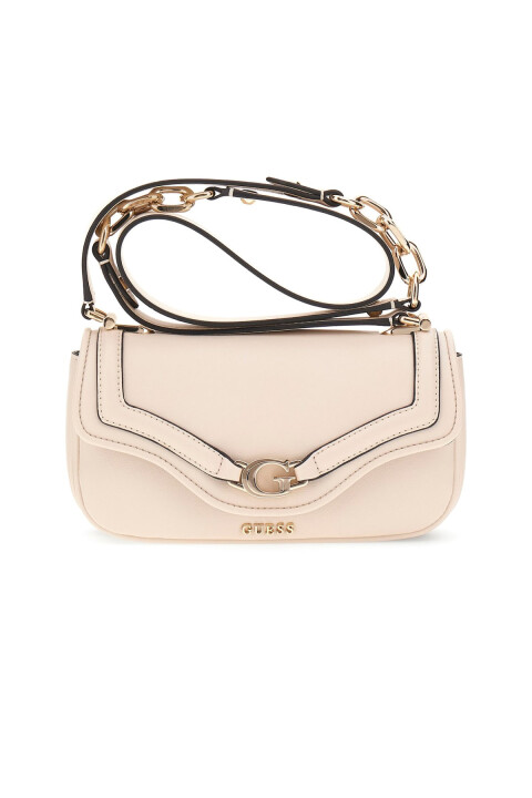 Kadın Kontrast Biyeli Baget Omuz Çantası - Kırık Beyaz 