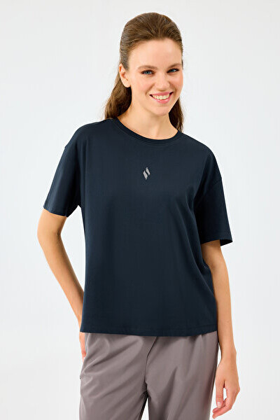 Kadın Light Fabric Bisiklet Yaka T-Shirt - Siyah 