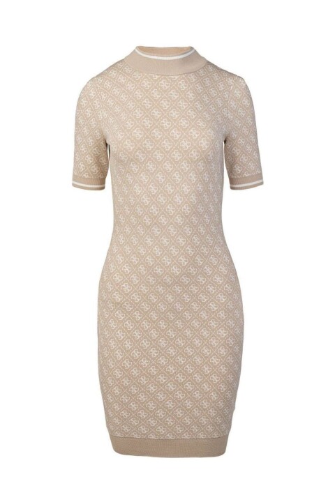 Kadın Lise Desenli Triko Elbise - Kahverengi - Guess