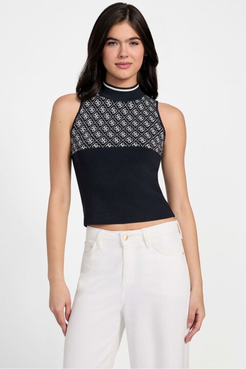 Kadın Lise Triko Atlet Crop - Mavi - Guess