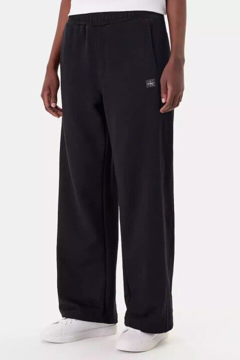 Kadın Logo Armalı Geniş Paça Eşofman Altı - Siyah 