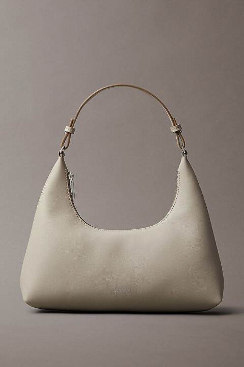 Kadın Logo Baskılı Baget Omuz Çantası - Bej 