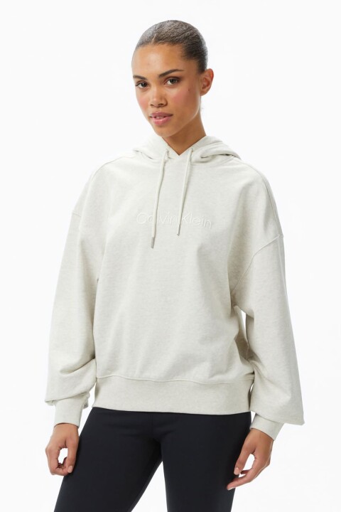 Kadın Logo French Terry Kapüşonlu Sweatshirt - Ekru 