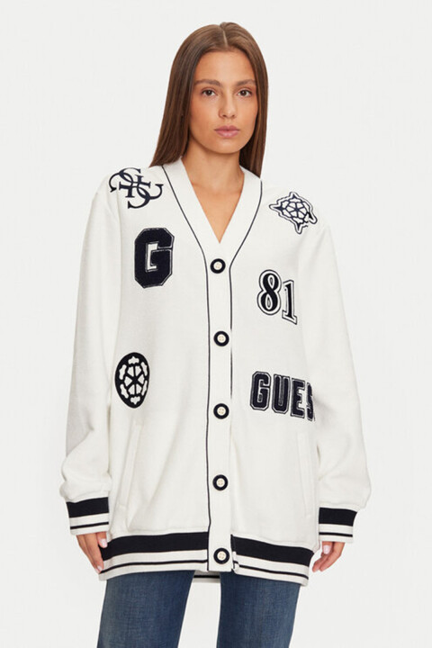 Kadın Logo Muflon Hırka - Beyaz - Guess