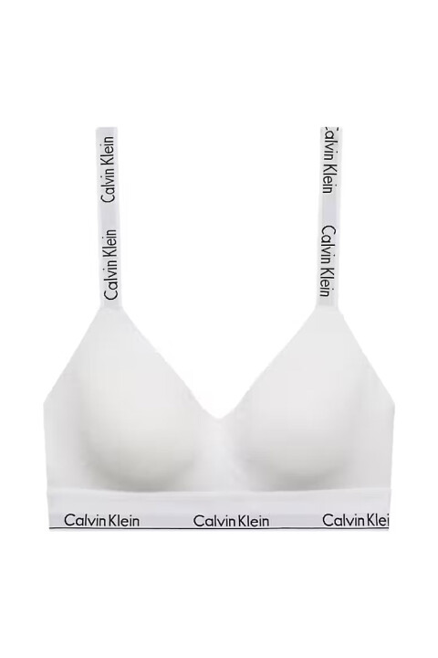 Kadın Logo Şeritli Hafif Dolgulu Üçgen Bralet - Beyaz - Calvin Klein