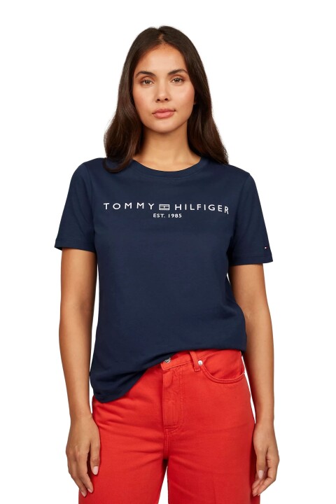 Kadın Logo Yazı T-Shirt - Lacivert - Tommy Hilfiger