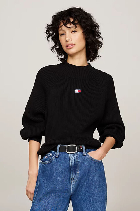 Kadın Logolu Örgü Kazak - Siyah 