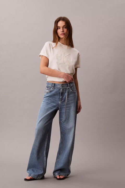 Kadın Low Rise Baggy Overnight Blue Jean Pantolon - Mavi - Calvin Klein