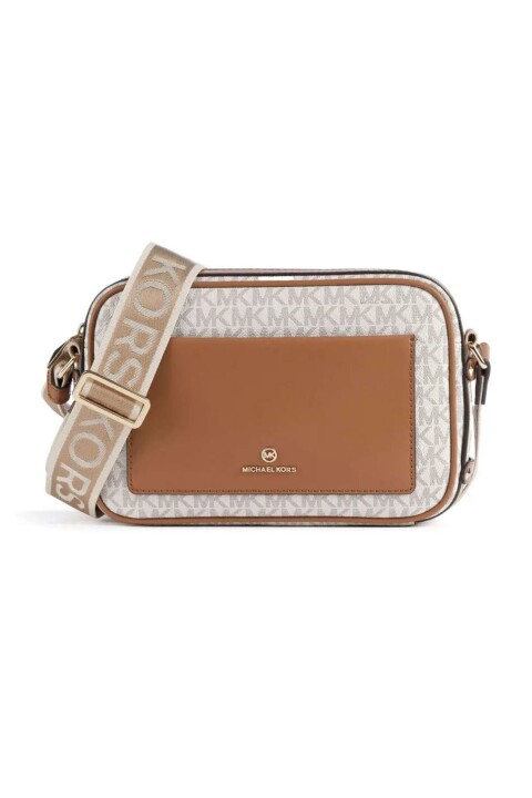 Kadın Maeve Geniş Askılı Desenli Omuz Çantası - Krem/Taba - Michael Kors