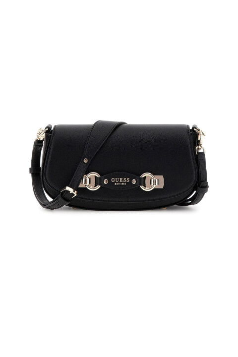 Kadın Metal Aksesuarlı Omuz Çantası - Siyah 