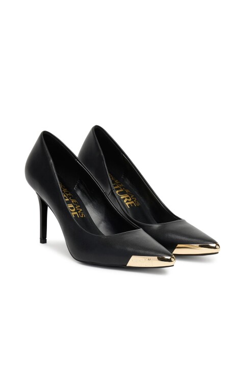 Kadın Metal Burun Detaylı İnce Topuklu Stiletto - Siyah - Versace