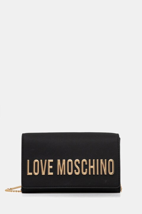 Kadın Metal Harf Logolu Zincir Askılı Çanta - Siyah - Love Moschino
