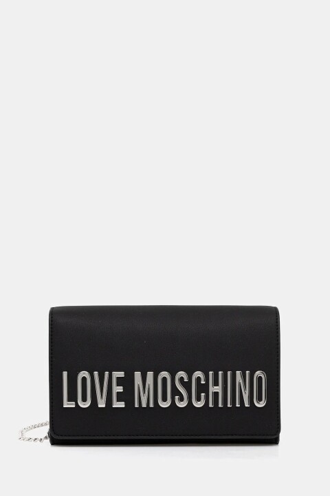 Kadın Metal Harf Logolu Zincir Askılı Çanta - Siyah - Love Moschino