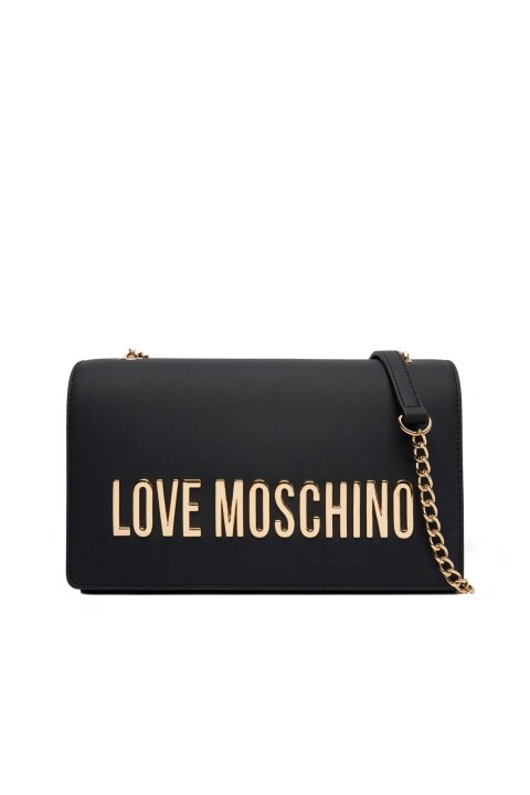 Kadın Metal Harf Logolu Zincir Askılı Omuz Çantası - Siyah - Love Moschino