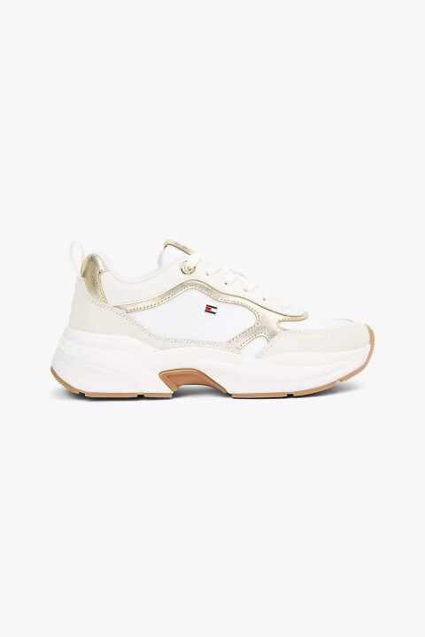 Kadın Metalik Detaylı Deri Chunky Sneaker - Beyaz 