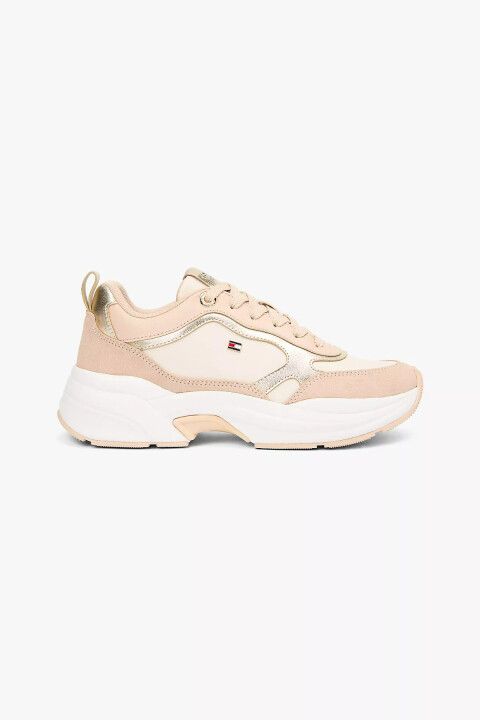 Kadın Metalik Detaylı Deri Chunky Sneaker - Krem - Tommy Hilfiger