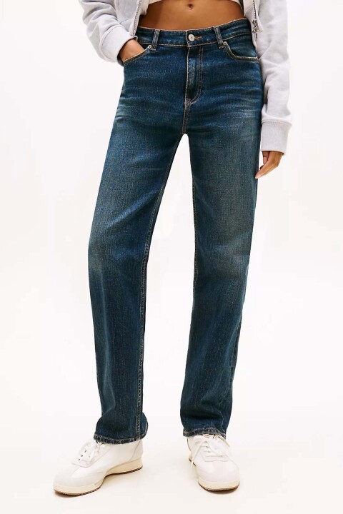 Kadın Mid Rise Slim Straight Jean Pantolon - Koyu Mavi - Tommy Hilfiger