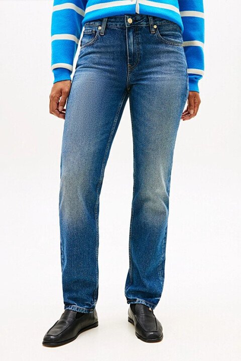 Kadın Mid Rise Straight Leg Jean Pantolon - Mavi - Tommy Hilfiger