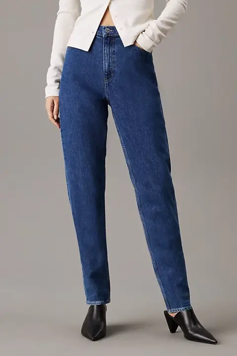 Kadın Mom Jeans Pantolon - Mavi - Calvin Klein