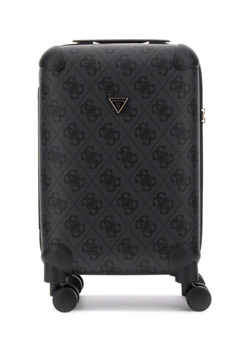 Kadın Monogram Desenli 4 Tekerlekli Kabin Boy Valiz - Antrasit - Guess